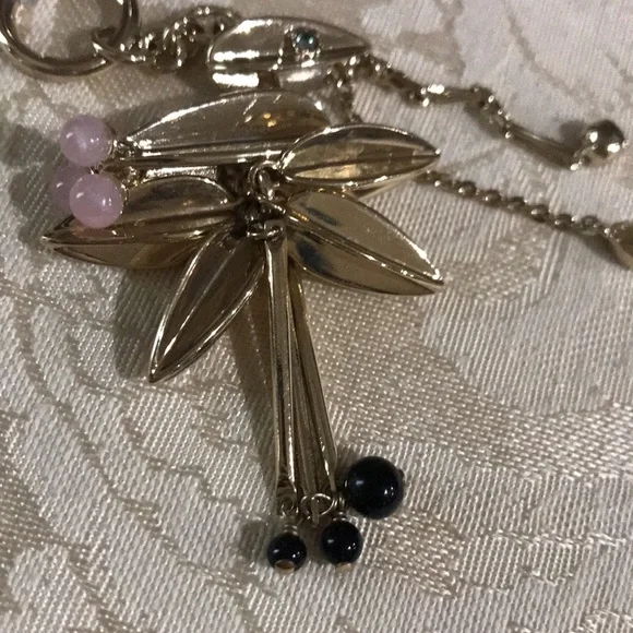 Large Christian Dior Crystal Pink & Black Stone Pendant - Picture 11 of 12